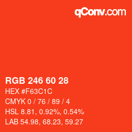 カラーコード: RGB 246 60 28 | qconv.com