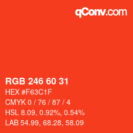 颜色代码: RGB 246 60 31 | qconv.com