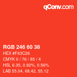 颜色代码: RGB 246 60 38 | qconv.com