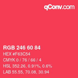 颜色代码: RGB 246 60 84 | qconv.com