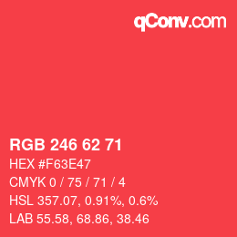Color code: RGB 246 62 71 | qconv.com