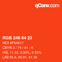 Color code: RGB 246 64 23 | qconv.com