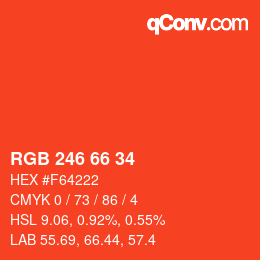 カラーコード: RGB 246 66 34 | qconv.com
