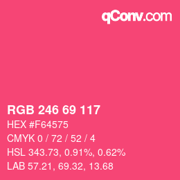 Color code: RGB 246 69 117 | qconv.com