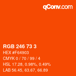カラーコード: RGB 246 73 3 | qconv.com