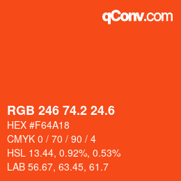 カラーコード: RGB 246 74.2 24.6 | qconv.com