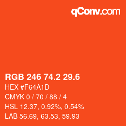カラーコード: RGB 246 74.2 29.6 | qconv.com