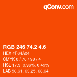 カラーコード: RGB 246 74.2 4.6 | qconv.com