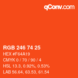 Farbcode: RGB 246 74 25 | qconv.com