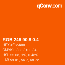 カラーコード: RGB 246 90.8 0.4 | qconv.com