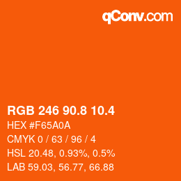 カラーコード: RGB 246 90.8 10.4 | qconv.com
