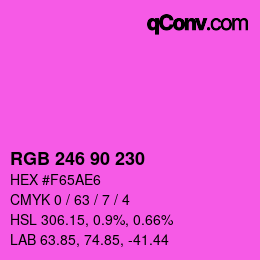 Color code: RGB 246 90 230 | qconv.com