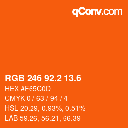 カラーコード: RGB 246 92.2 13.6 | qconv.com