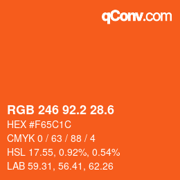 カラーコード: RGB 246 92.2 28.6 | qconv.com