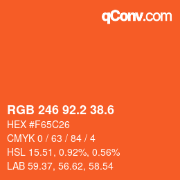 カラーコード: RGB 246 92.2 38.6 | qconv.com