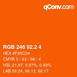 カラーコード: RGB 246 92.2 4 | qconv.com