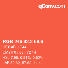 カラーコード: RGB 246 92.2 68.6 | qconv.com