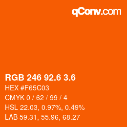 カラーコード: RGB 246 92.6 3.6 | qconv.com