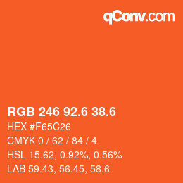 カラーコード: RGB 246 92.6 38.6 | qconv.com