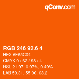 カラーコード: RGB 246 92.6 4 | qconv.com