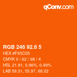 カラーコード: RGB 246 92.6 5 | qconv.com