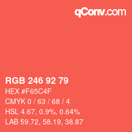 Color code: RGB 246 92 79 | qconv.com