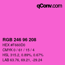 颜色代码: RGB 246 96 208 | qconv.com