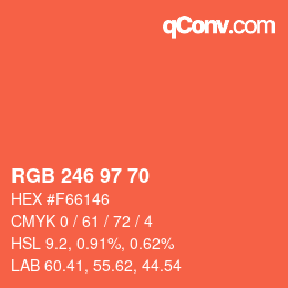 Color code: RGB 246 97 70 | qconv.com