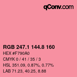 カラーコード: RGB 247.1 144.8 160 | qconv.com