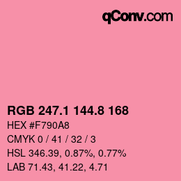 カラーコード: RGB 247.1 144.8 168 | qconv.com