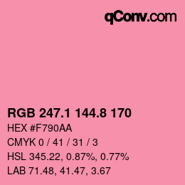 カラーコード: RGB 247.1 144.8 170 | qconv.com