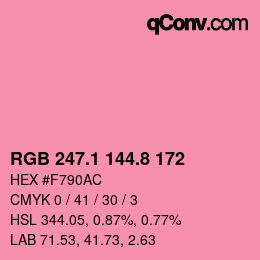 カラーコード: RGB 247.1 144.8 172 | qconv.com