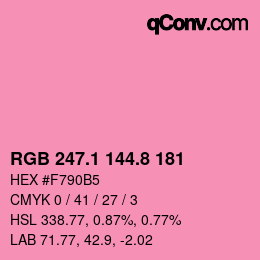 カラーコード: RGB 247.1 144.8 181 | qconv.com