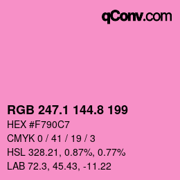 カラーコード: RGB 247.1 144.8 199 | qconv.com