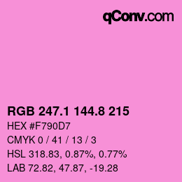 カラーコード: RGB 247.1 144.8 215 | qconv.com