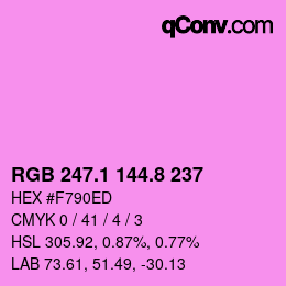 カラーコード: RGB 247.1 144.8 237 | qconv.com