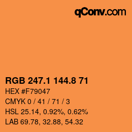 Color code: RGB 247.1 144.8 71 | qconv.com