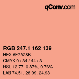 カラーコード: RGB 247.1 162 139 | qconv.com