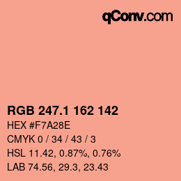 カラーコード: RGB 247.1 162 142 | qconv.com