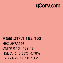 カラーコード: RGB 247.1 162 150 | qconv.com