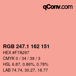 カラーコード: RGB 247.1 162 151 | qconv.com
