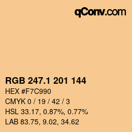 カラーコード: RGB 247.1 201 144 | qconv.com