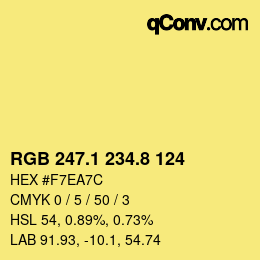 カラーコード: RGB 247.1 234.8 124 | qconv.com