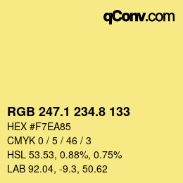 カラーコード: RGB 247.1 234.8 133 | qconv.com