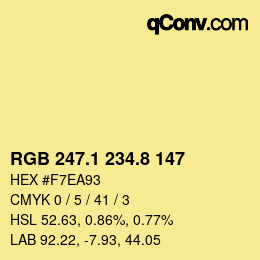 カラーコード: RGB 247.1 234.8 147 | qconv.com