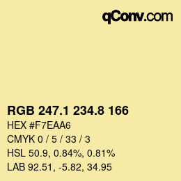 Color code: RGB 247.1 234.8 166 | qconv.com