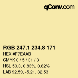 Color code: RGB 247.1 234.8 171 | qconv.com
