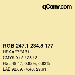 カラーコード: RGB 247.1 234.8 177 | qconv.com