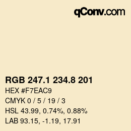 Color code: RGB 247.1 234.8 201 | qconv.com
