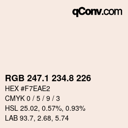 Color code: RGB 247.1 234.8 226 | qconv.com